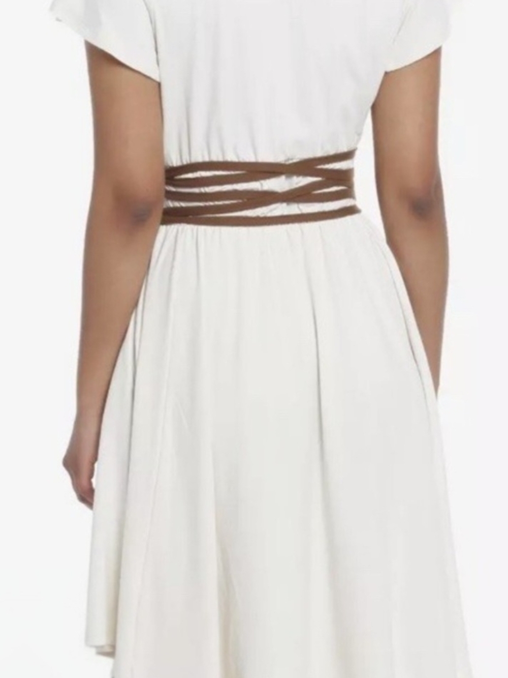 Her Universe Cream Midi Dress with Brown Waist Wrap - Picture 3 of 5
